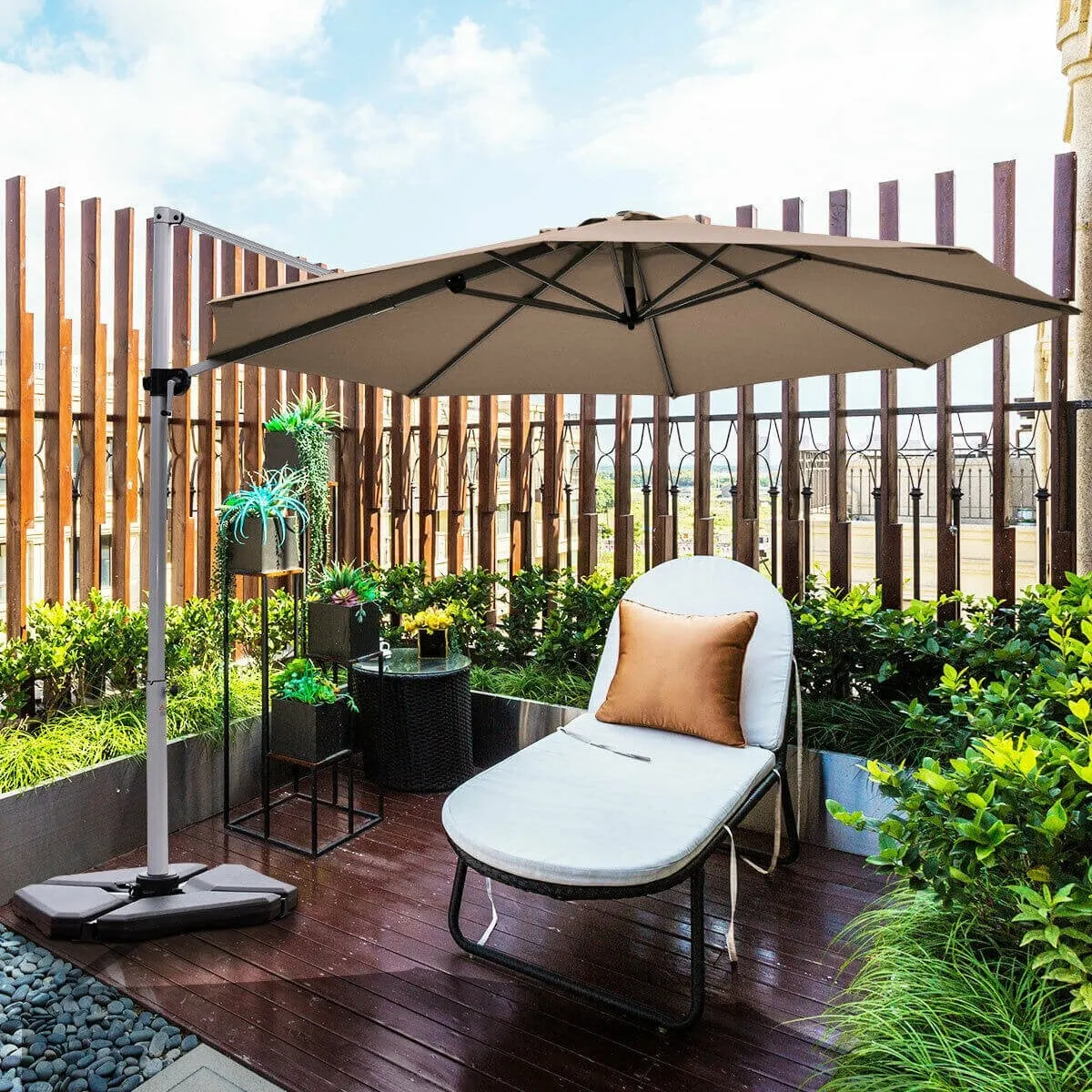 11ft Patio Offset Cantilever Umbrella - Tan