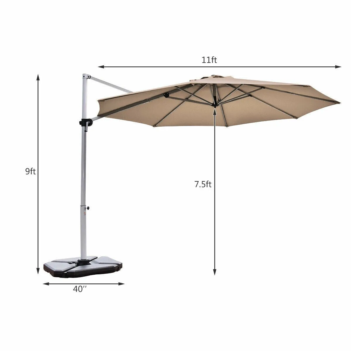 11ft Patio Offset Cantilever Umbrella - Tan