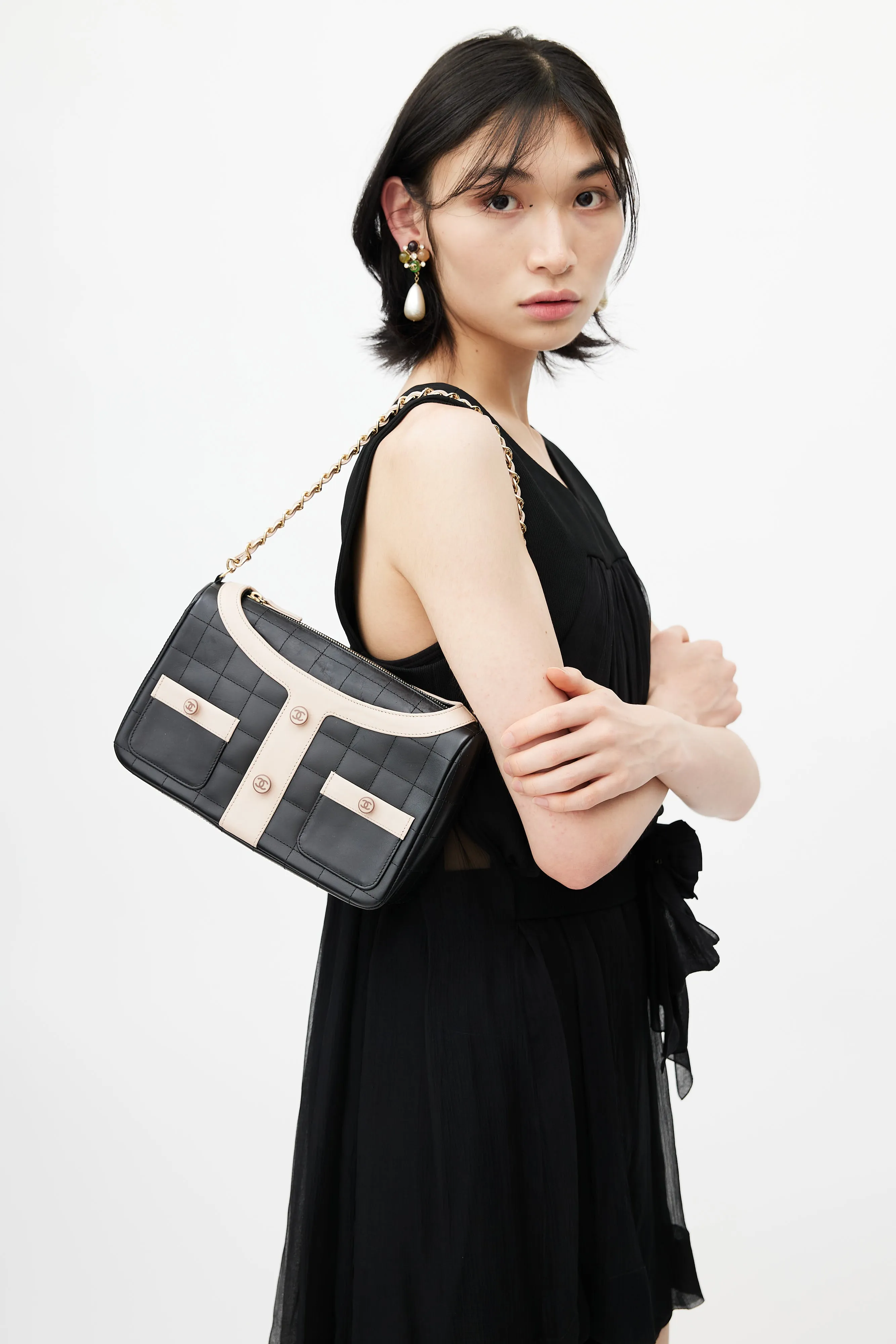 2002 Black & Pink Mademoiselle Chanel Jacket Shoulder Bag