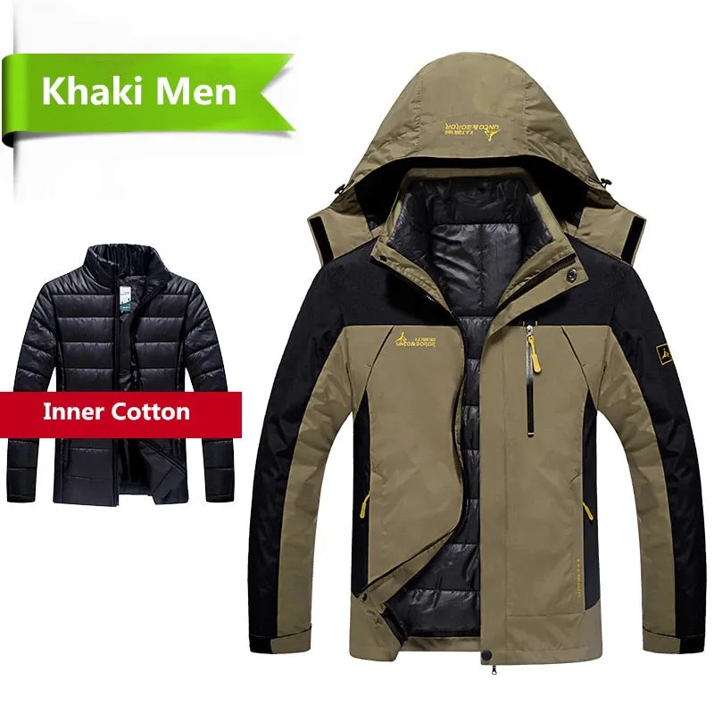 2018 Winter jacket men 2 in 1 outwear thicken warm parka coat Patchwork waterproof hood Down Jacket size L~6XL doudoune homme