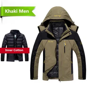 2018 Winter jacket men 2 in 1 outwear thicken warm parka coat Patchwork waterproof hood Down Jacket size L~6XL doudoune homme