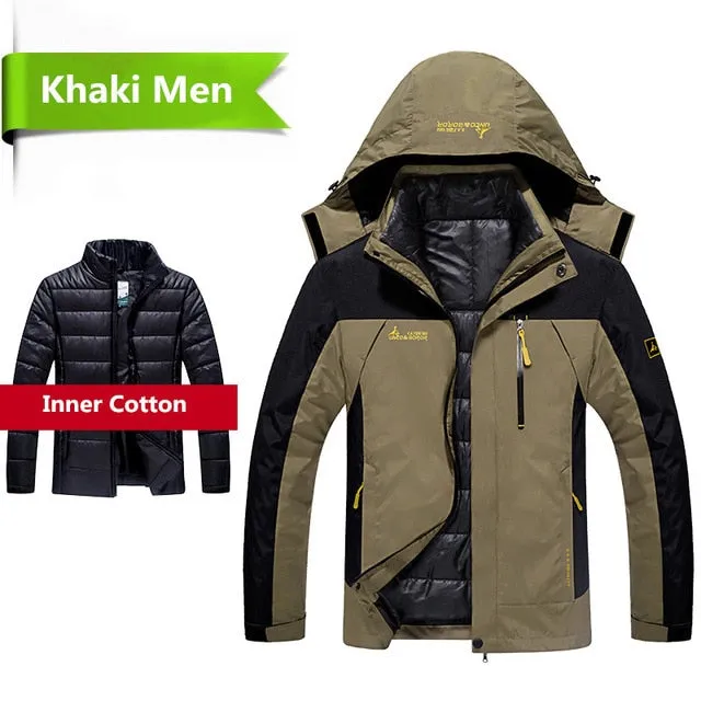 2018 Winter jacket men 2 in 1 outwear thicken warm parka coat Patchwork waterproof hood Down Jacket size L~6XL doudoune homme