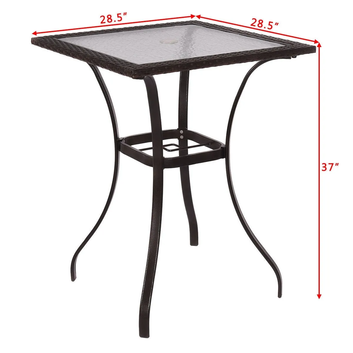 28.5" Outdoor Square Table - Brown