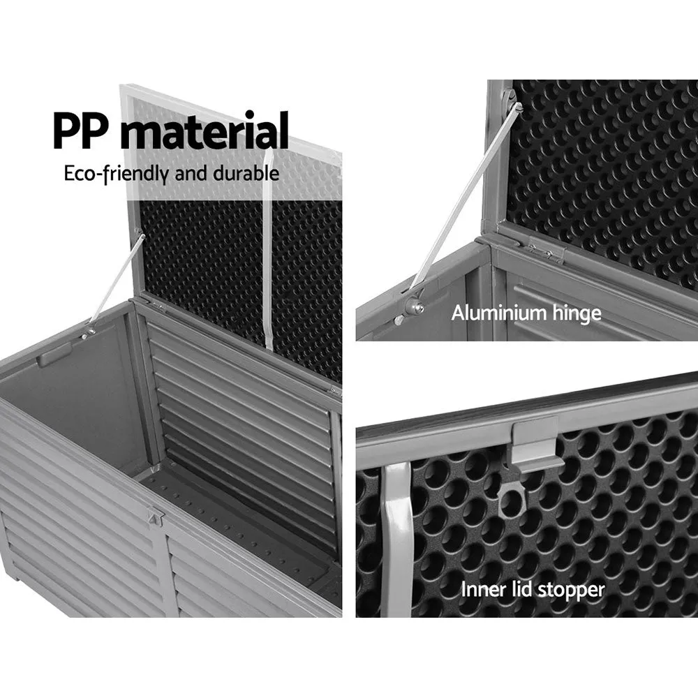 490L Outdoor Storage Box Bench Seat Toy Tool Shed Chest Rust Free - Dark Grey