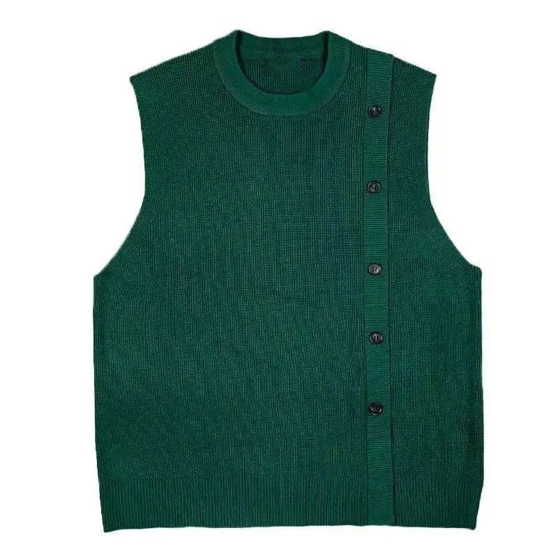 Advbridge Asymmetric Design Men's knitted Vest Spring and Autumn Sleeveless O-neck Sweater Coat Korean Fashion Tank Tops Male Waistcoat