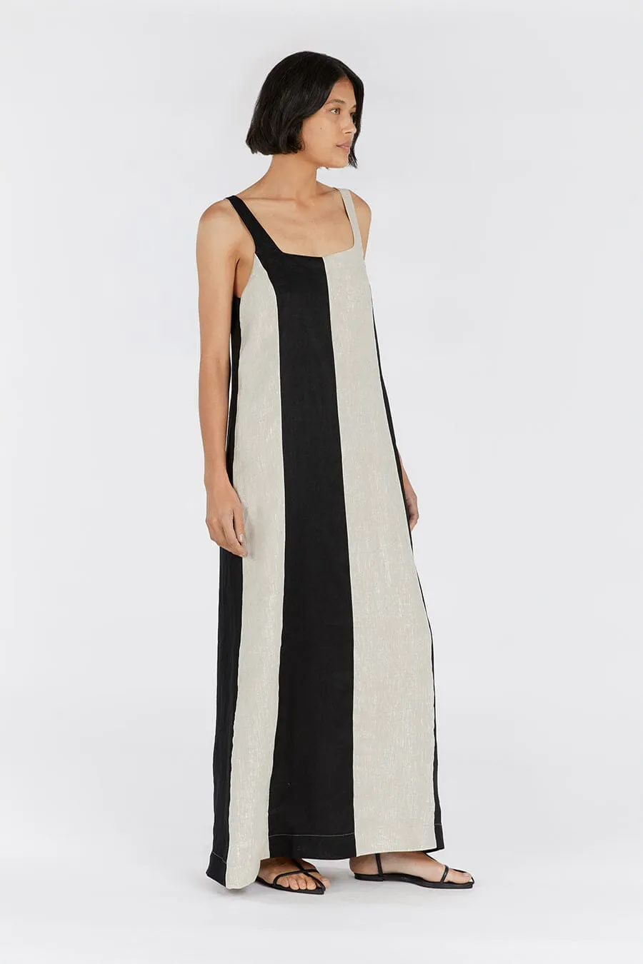 AGI NATURAL COLOUR BLOCK MAXI DRESS