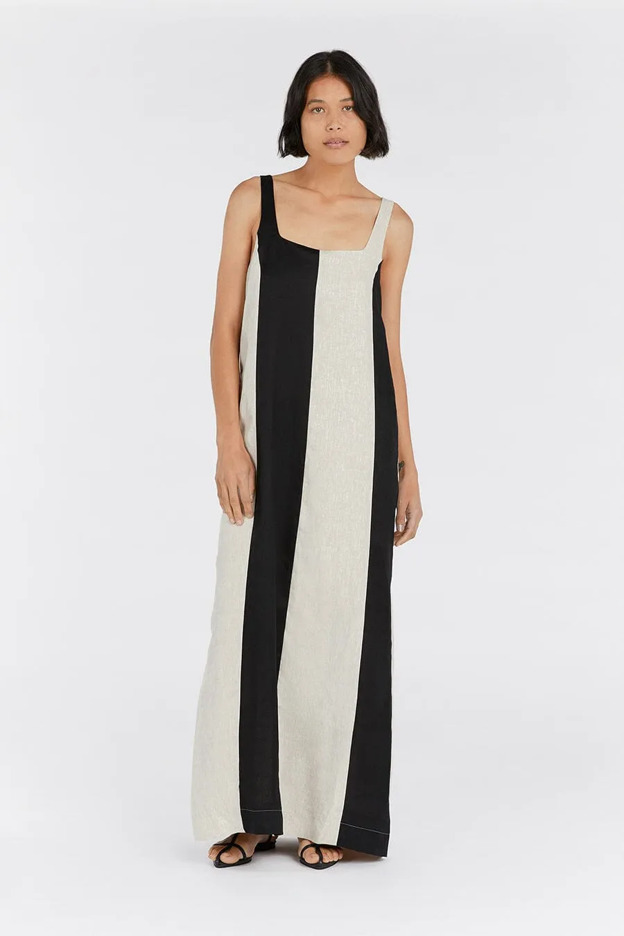AGI NATURAL COLOUR BLOCK MAXI DRESS