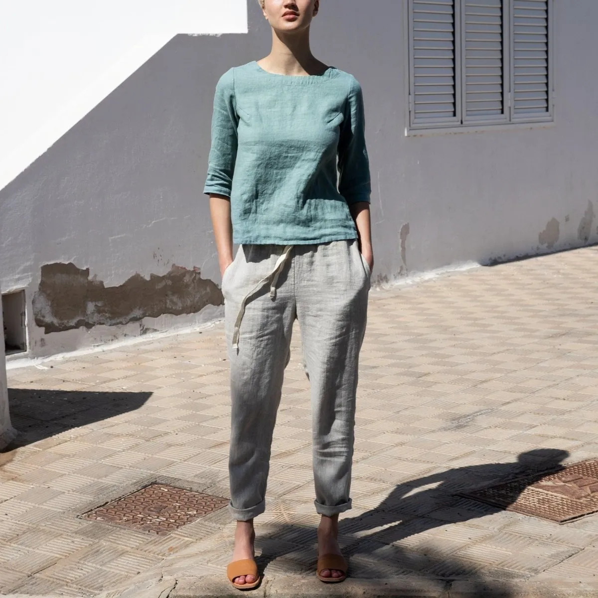 ATHENS drawstring linen pants