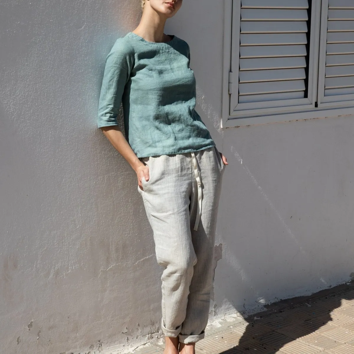ATHENS drawstring linen pants