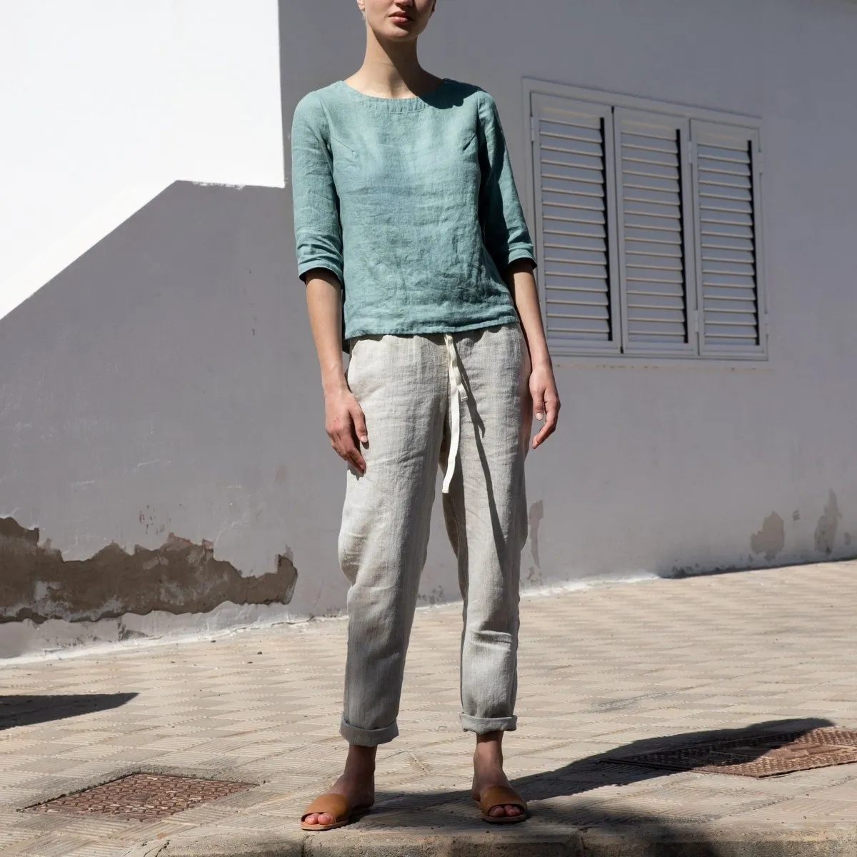 ATHENS drawstring linen pants