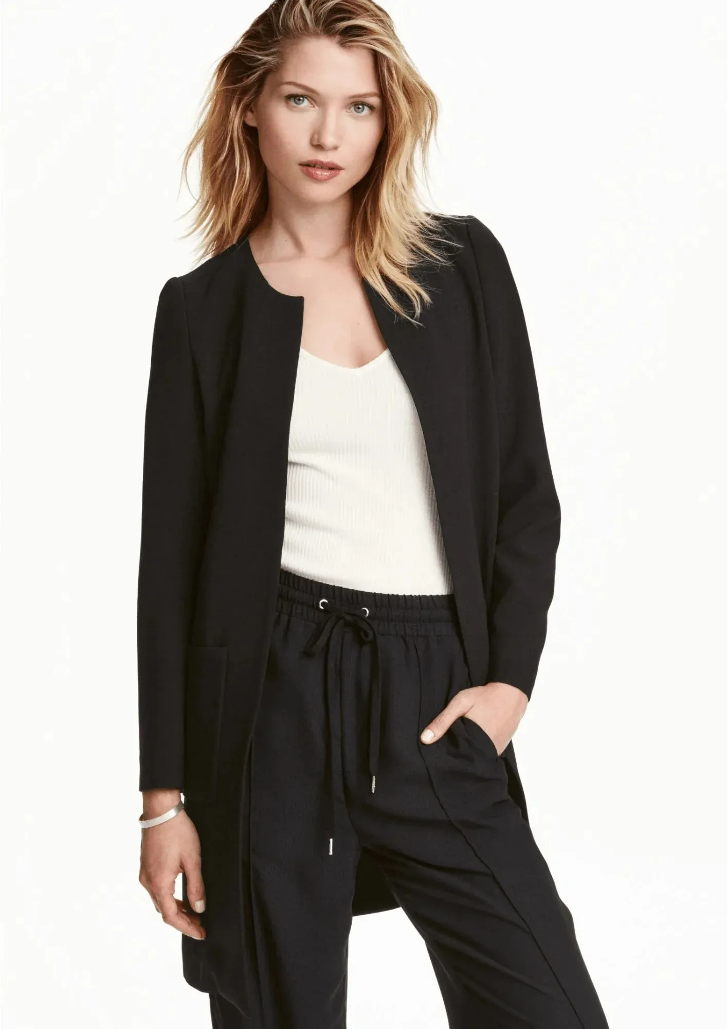 BLACK LONG BLAZER-COAT