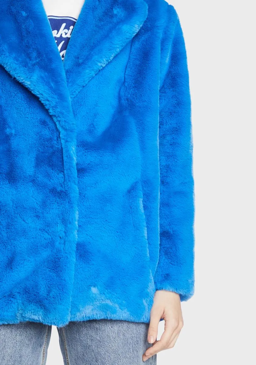 Blue Hendrix Faux Fur Coat
