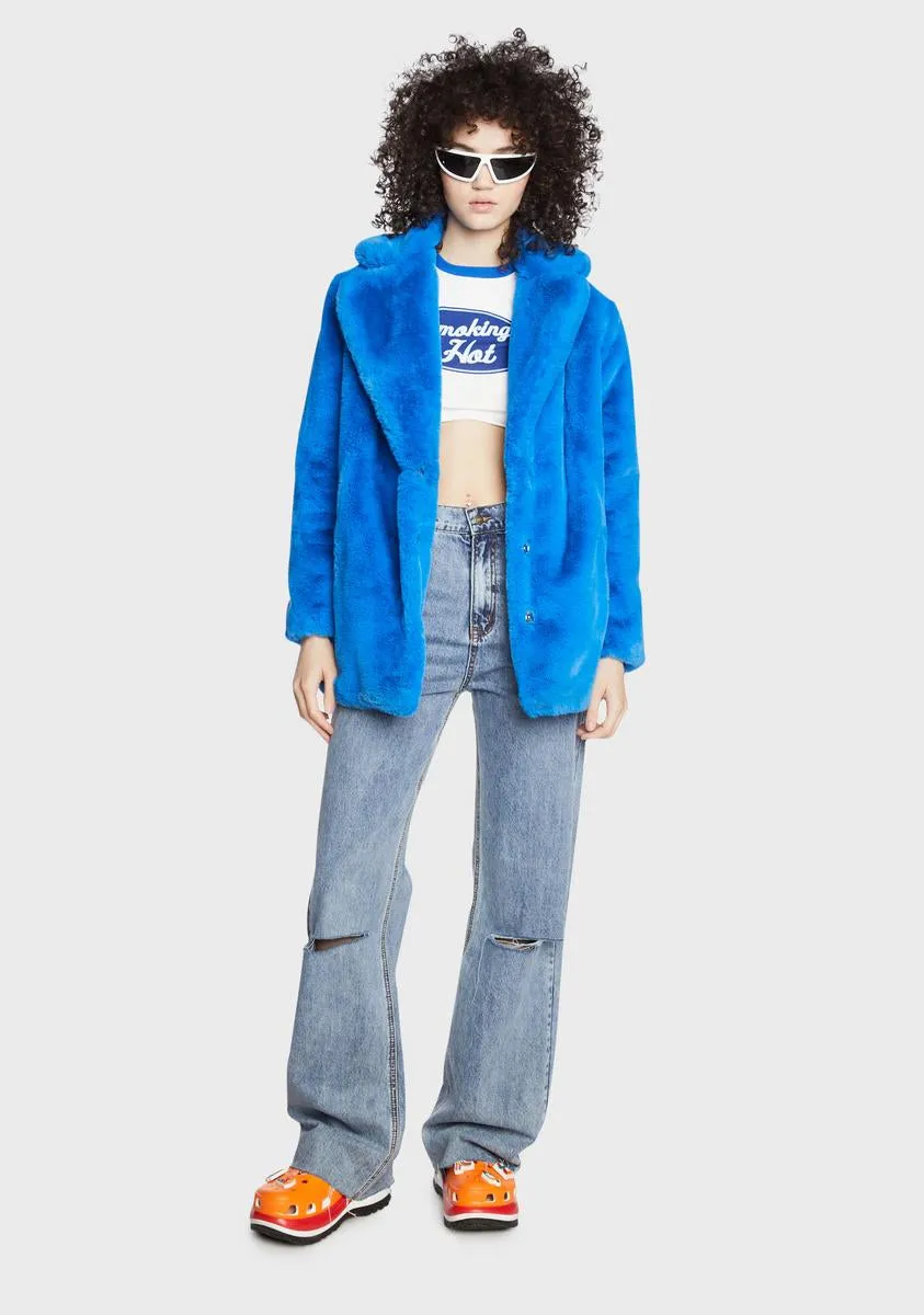 Blue Hendrix Faux Fur Coat