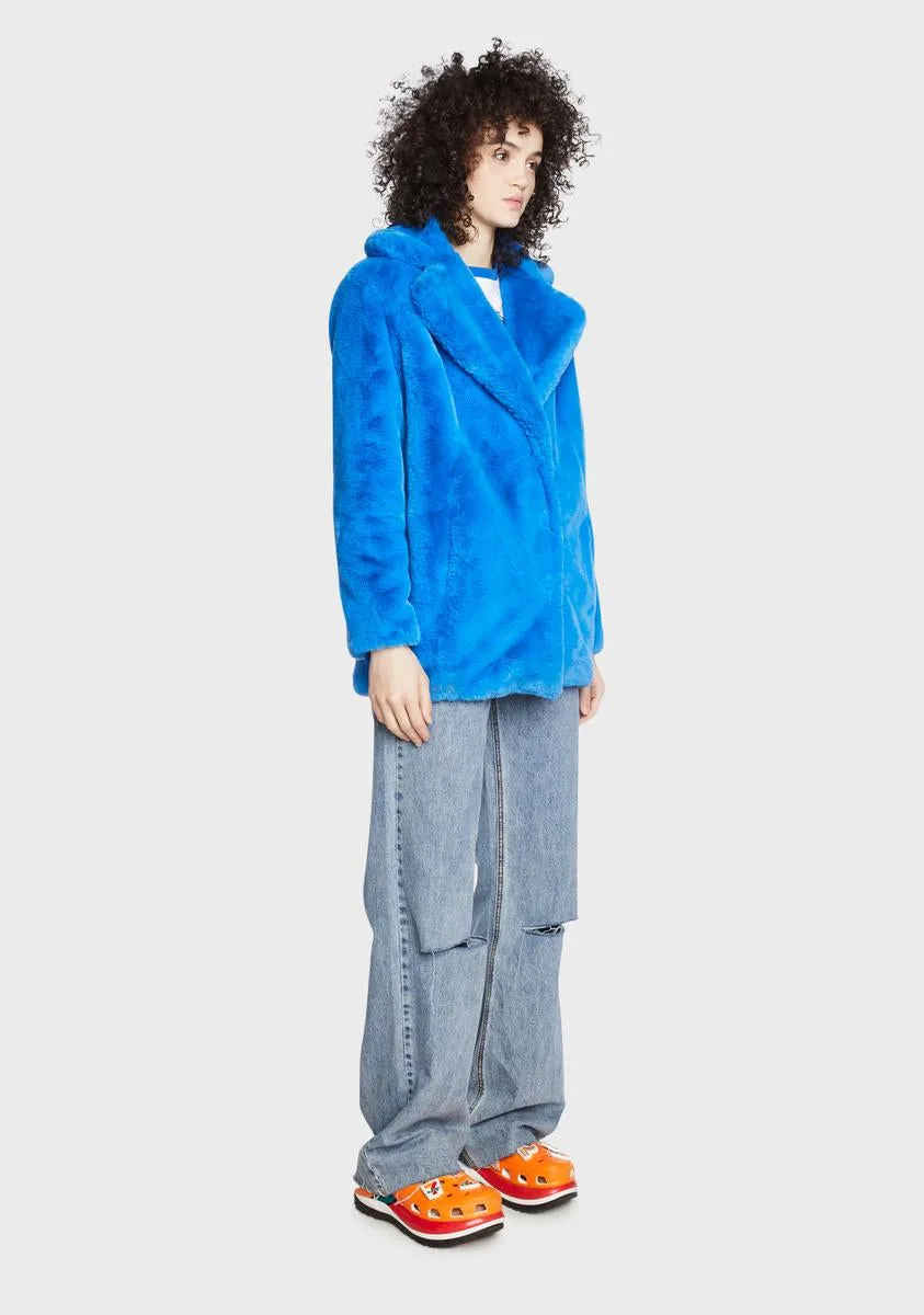 Blue Hendrix Faux Fur Coat
