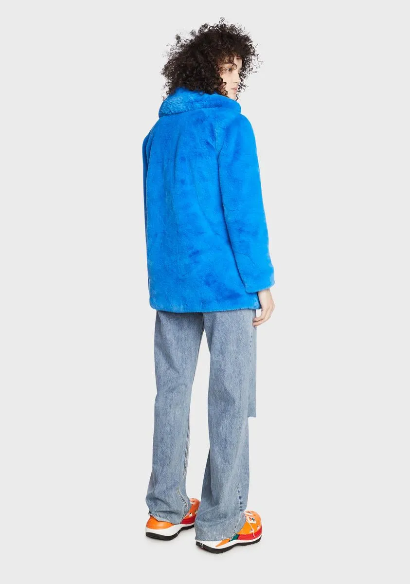 Blue Hendrix Faux Fur Coat