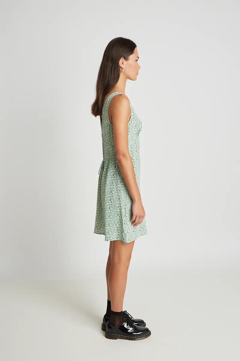 Buttercup Dress - Green Mirco Floral