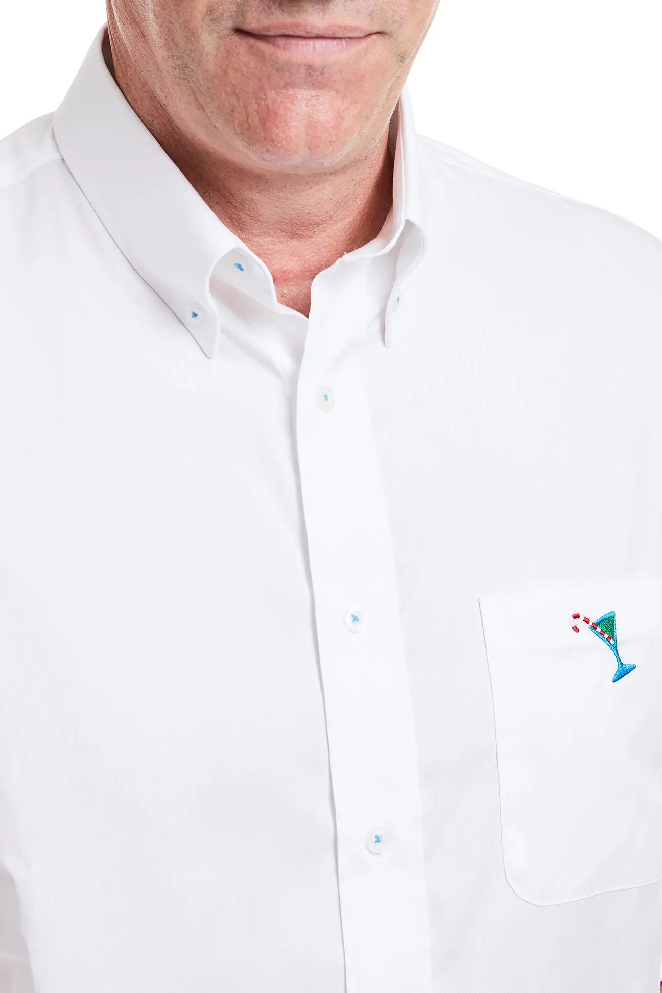 Chase Shirt White Oxford with Single Martini Candy Cane