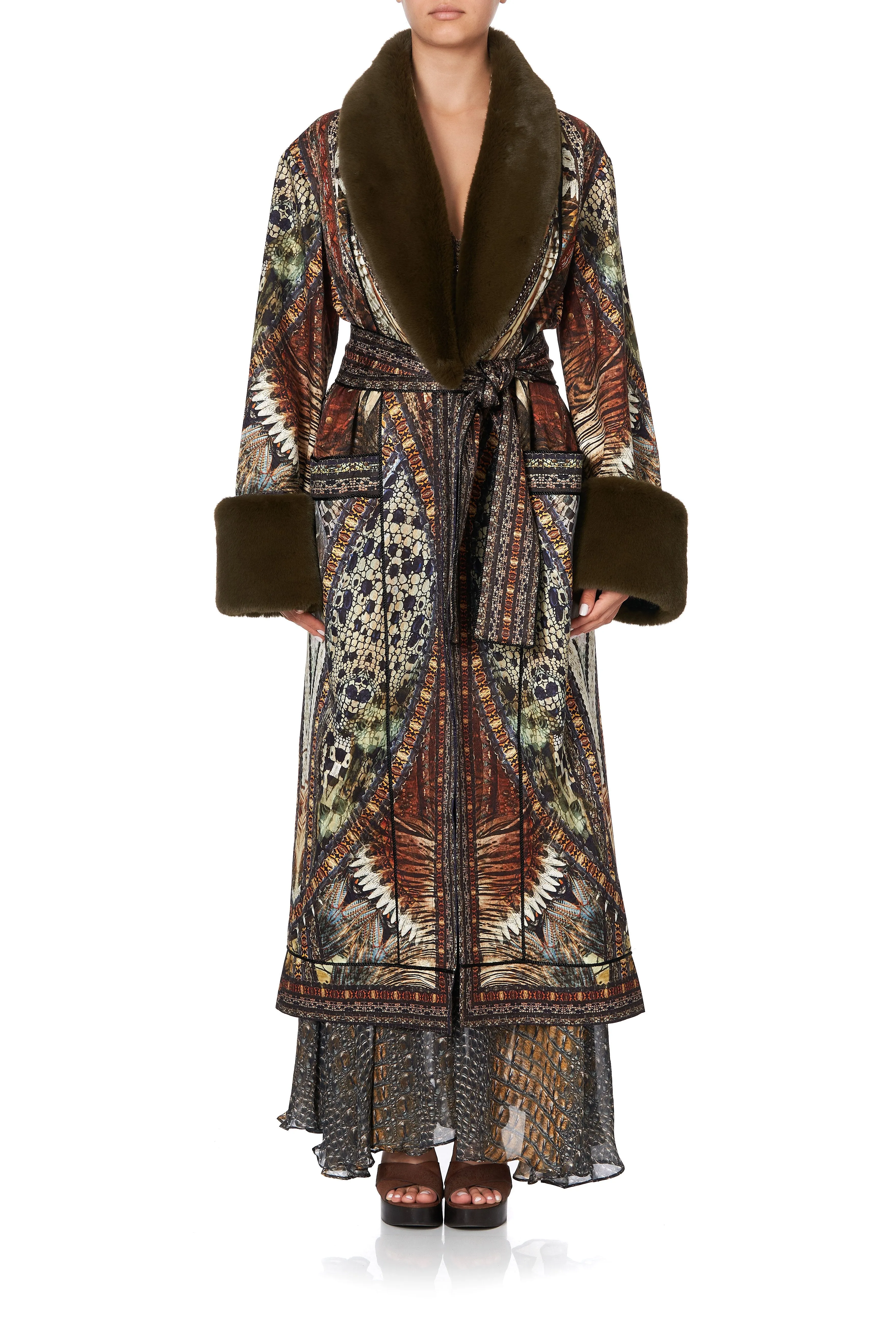 COAT WITH FUR CUFF AND COLLAR KAKADU CALLING