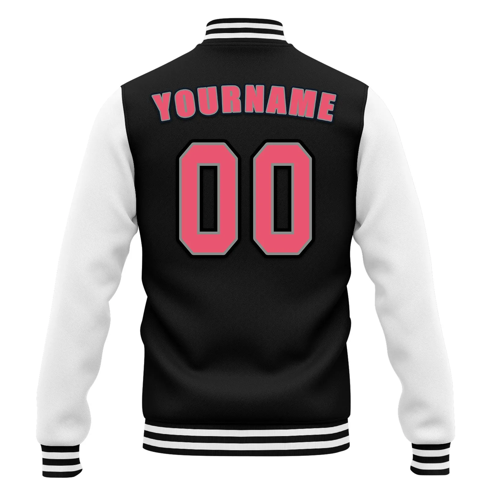 Custom Black White Waterproof Jacket Bomber Full-Snap Varsity Letterman Personalized Jacket FZ007CD-D020316-7