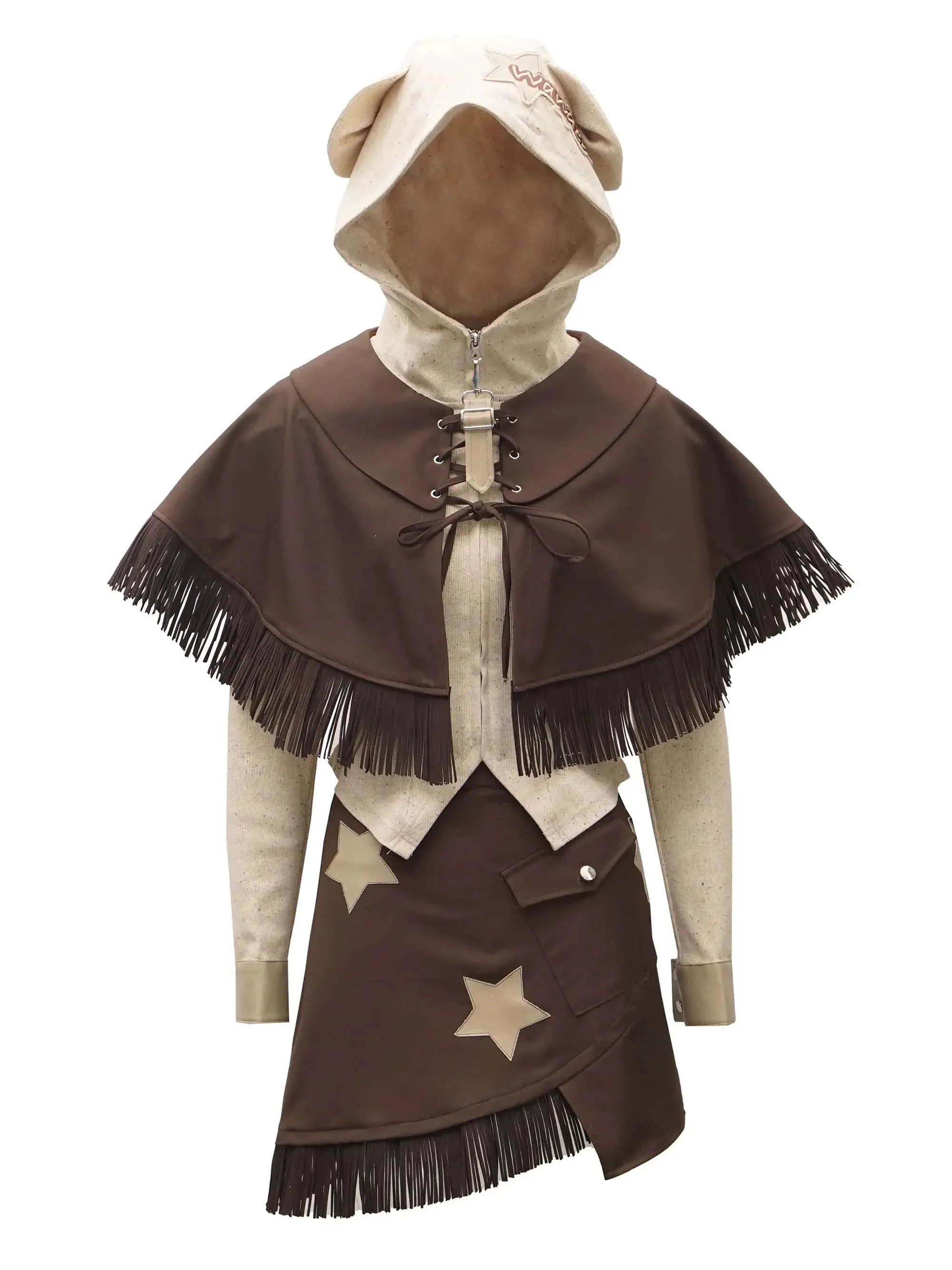 Design Split Wonder Bear Knit Top Shawl Maillard