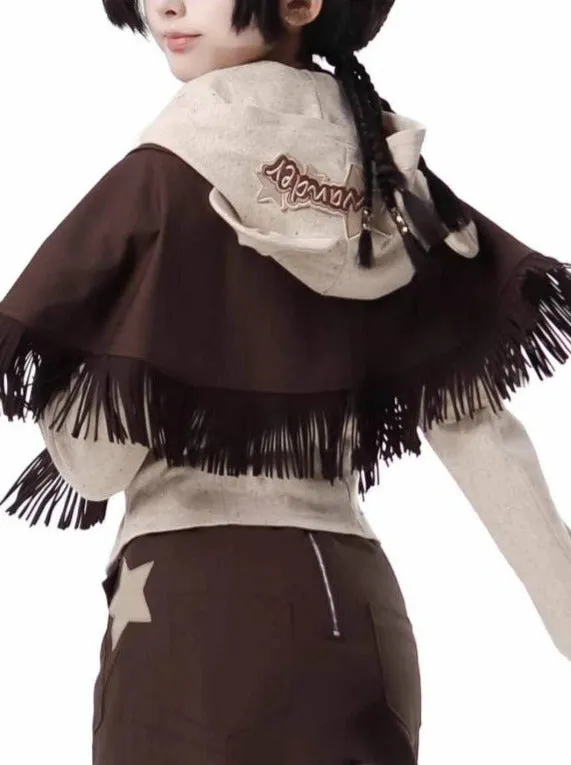 Design Split Wonder Bear Knit Top Shawl Maillard