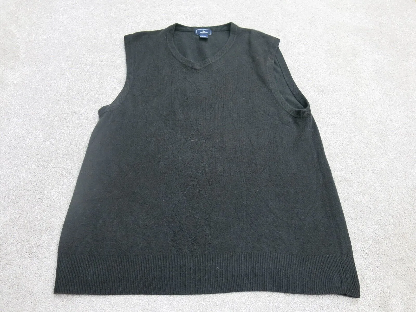 Dockers Womens Pullover Vest Sweater Knitted V Neck Solid Black Size X Large