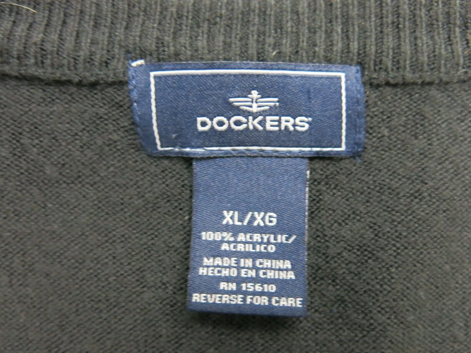 Dockers Womens Pullover Vest Sweater Knitted V Neck Solid Black Size X Large