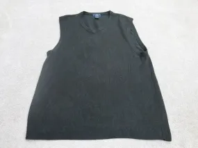 Dockers Womens Pullover Vest Sweater Knitted V Neck Solid Black Size X Large