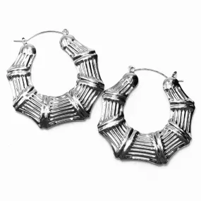 Earring Metal Hoop Bamboo
