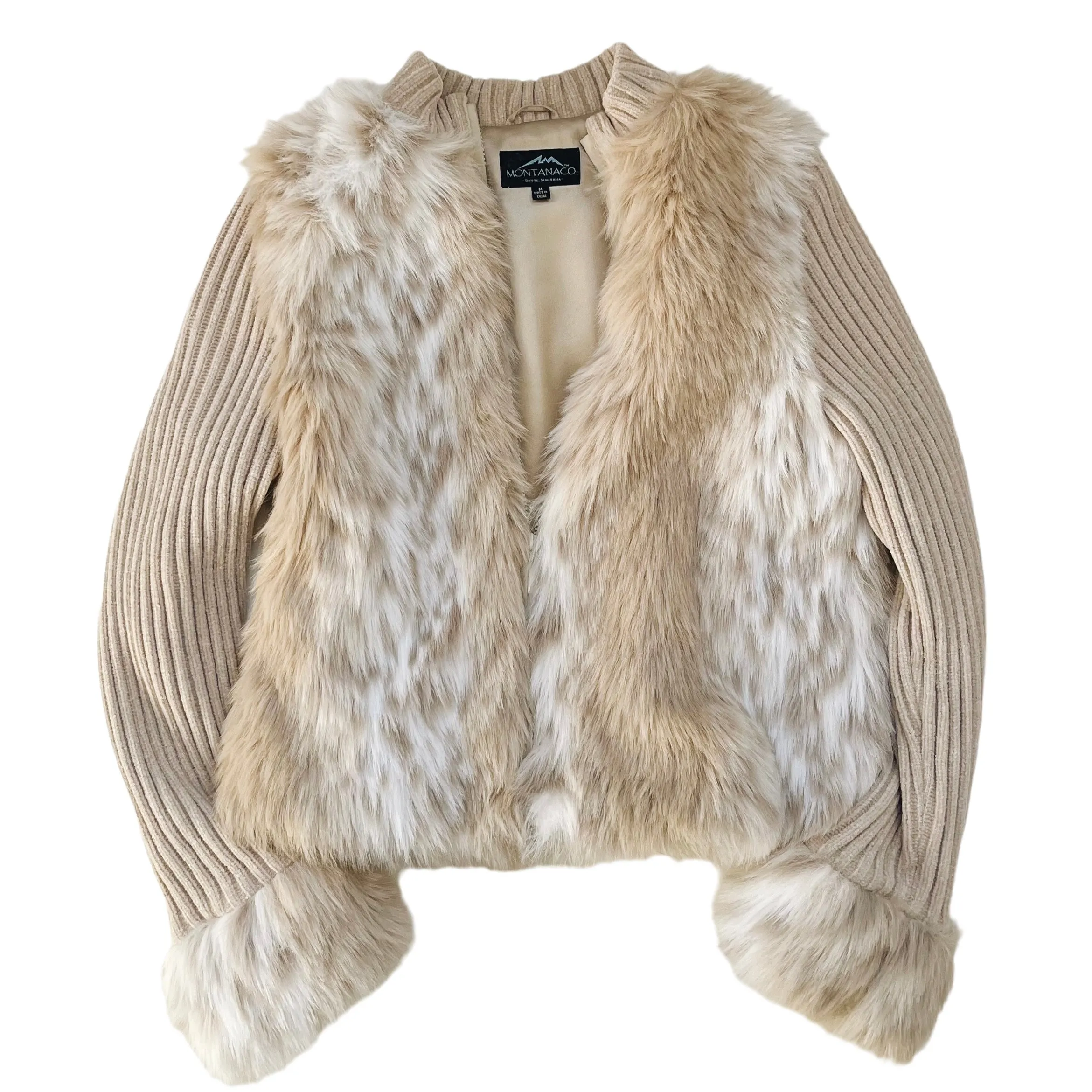 Faux Fur Snow Leopard Coat (M)