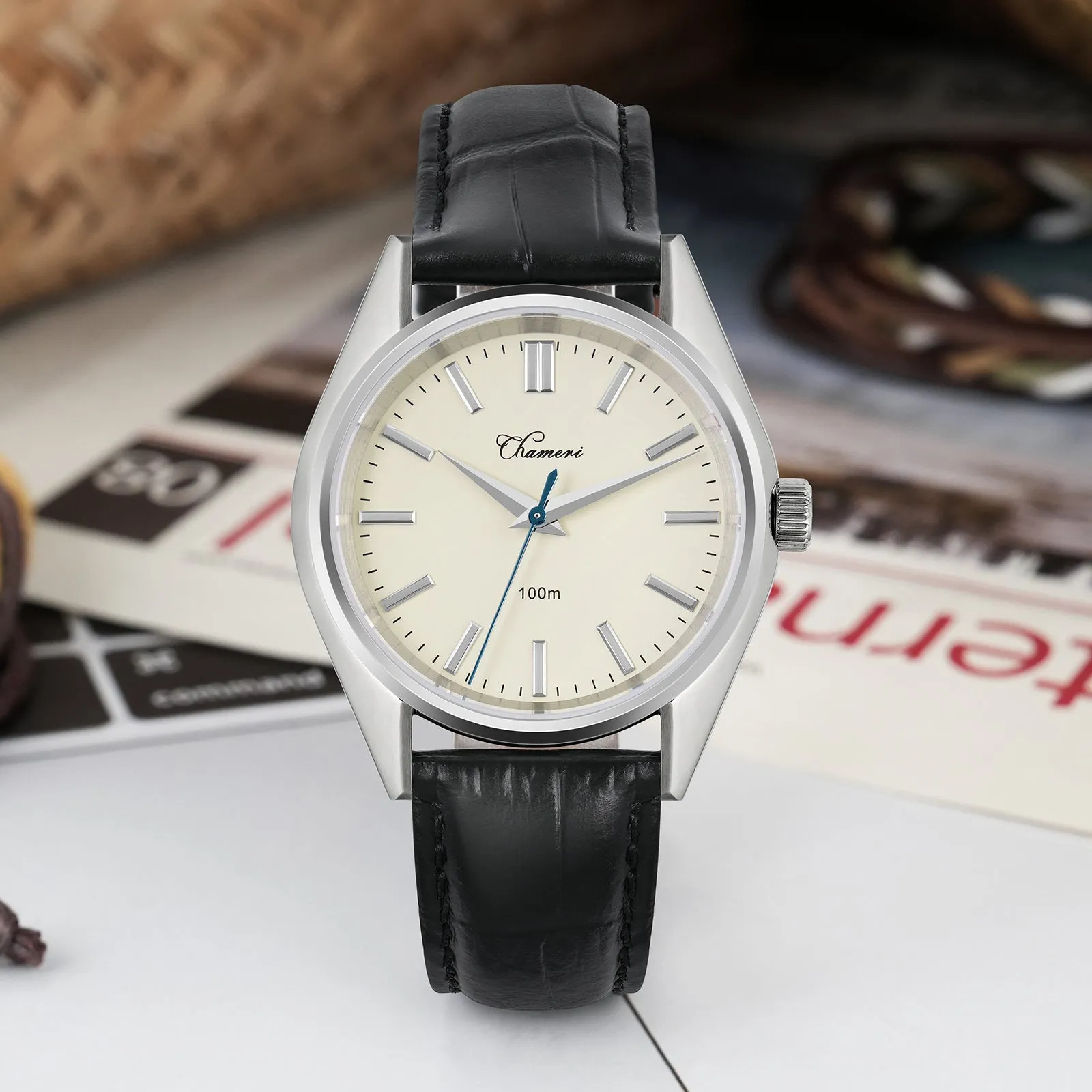 ★Flash Sale★Chameri 37mm VH31 Sweep Second Quartz Watch GS04