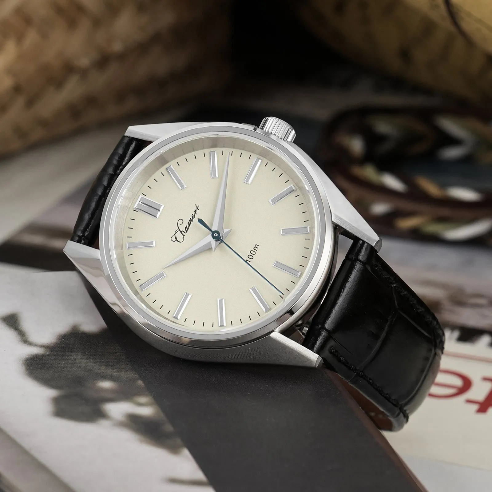 ★Flash Sale★Chameri 37mm VH31 Sweep Second Quartz Watch GS04
