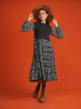FLORAL DRESS AND KNIT VEST SET