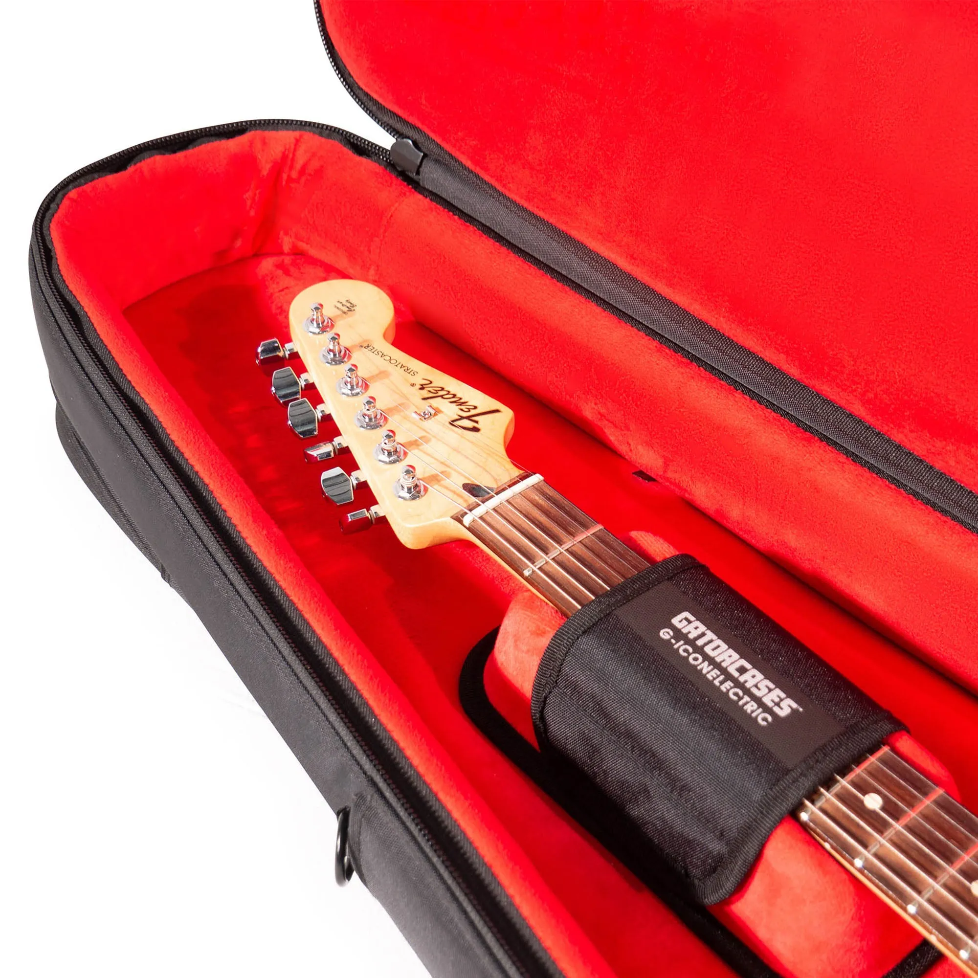 Gator Cases Icon Series Gig Bag For Electric Guitars, Black with Red Interior