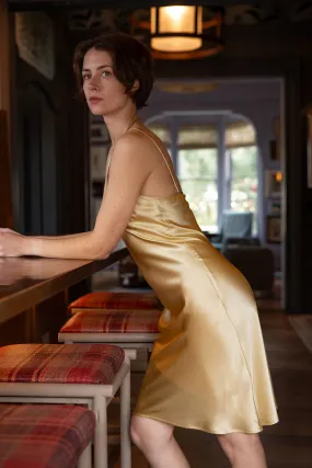 Greta Silk Charmeuse Dress In Chamomile