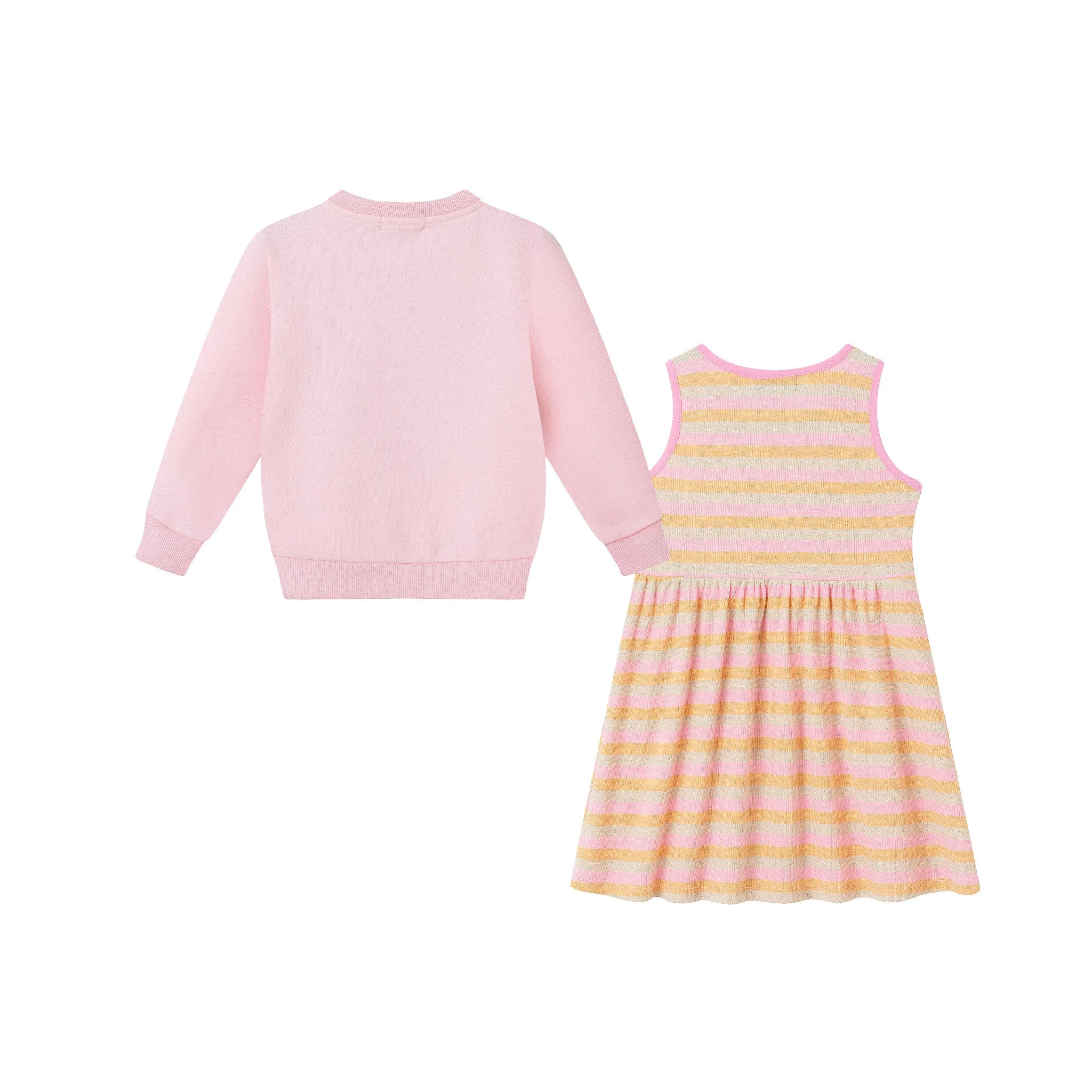 Infant (3-24M) Crochet Sweatshirt & Striped Dress Set | Pink Floral