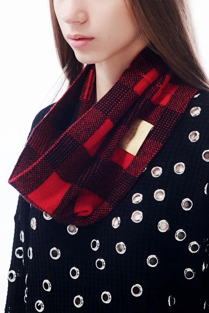 Jubilee Collection British Plaid Knitted Jacquard Pure Cashmere Snood