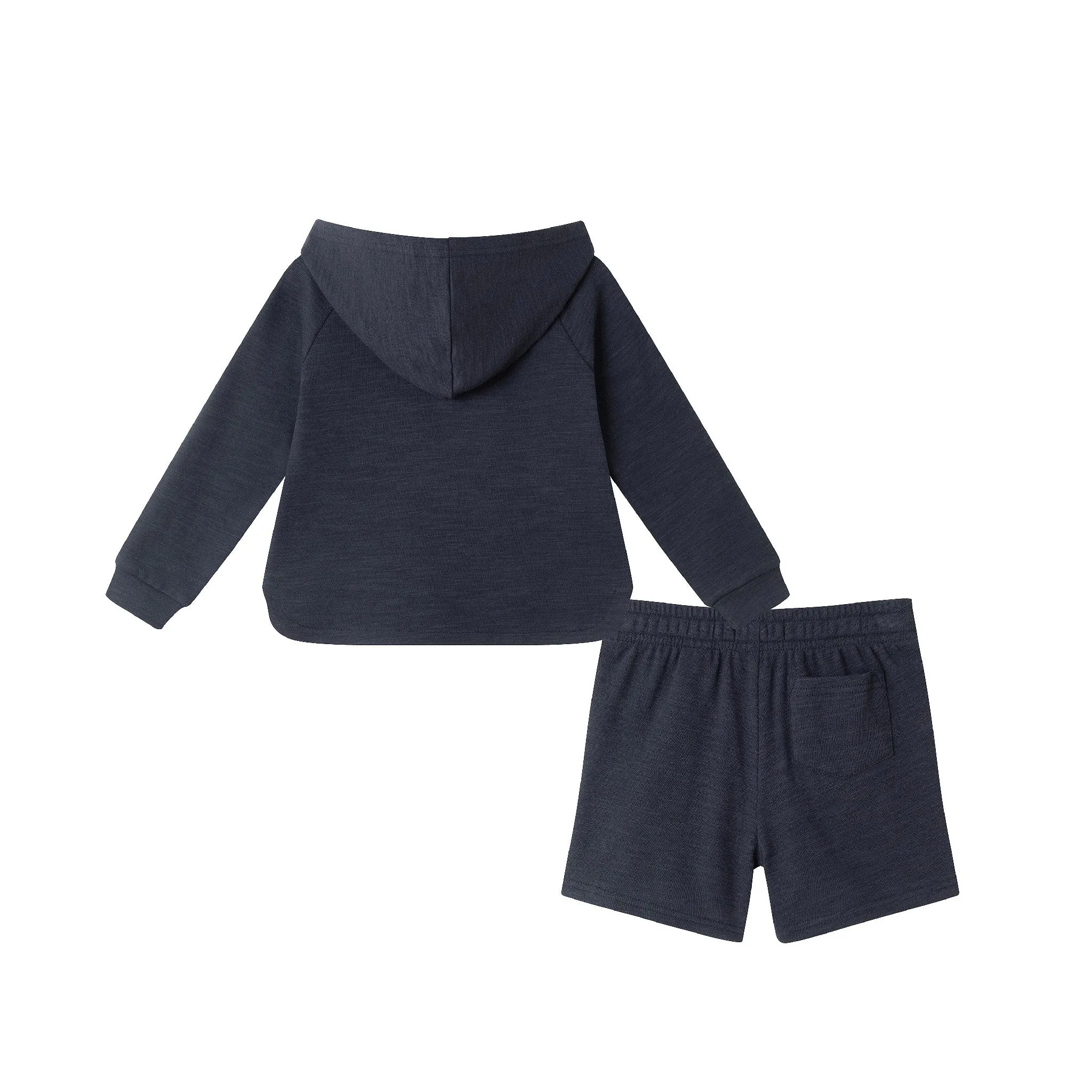 Kids (2-8) Textured Hoodie Lounge Set | Navy Shark Patch