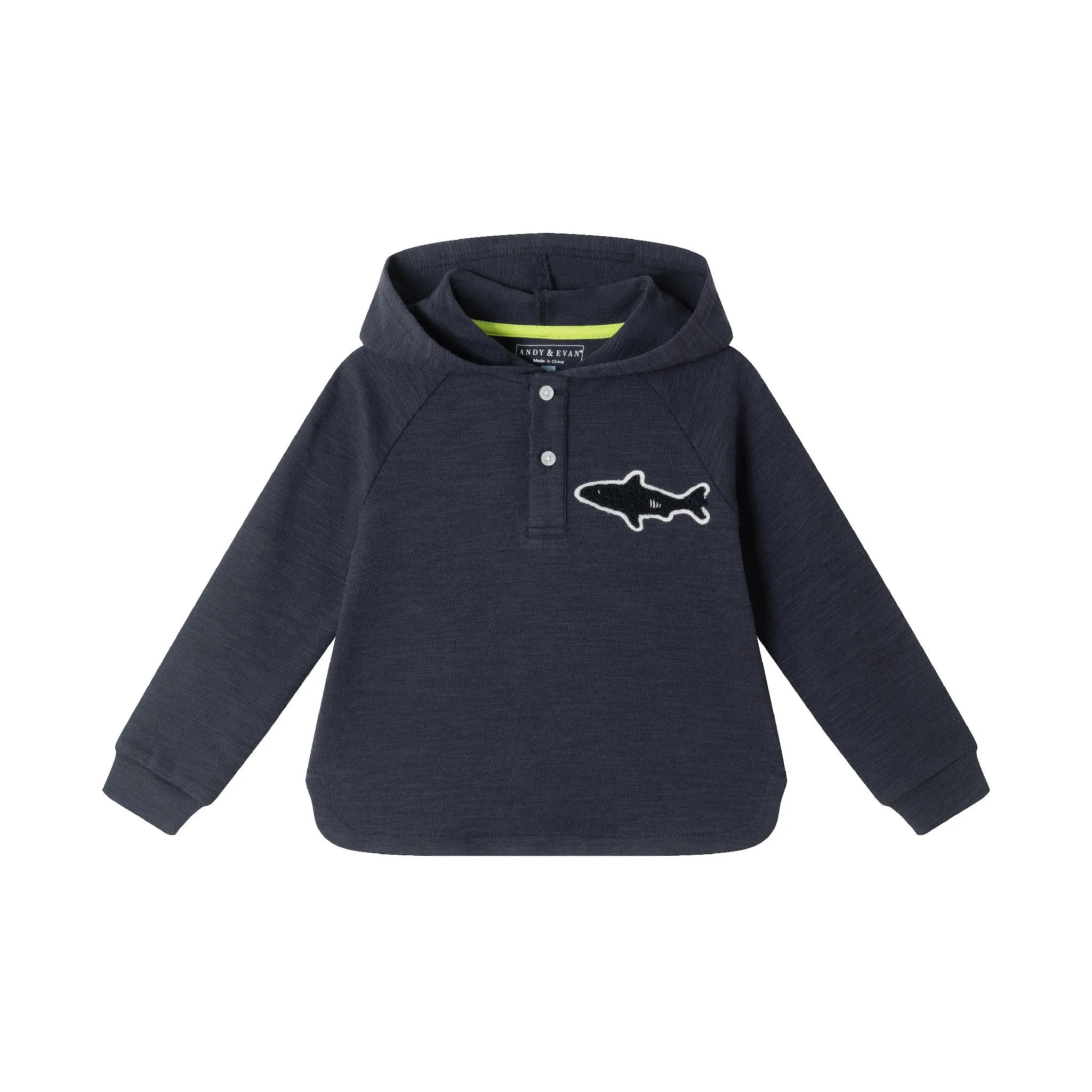 Kids (2-8) Textured Hoodie Lounge Set | Navy Shark Patch