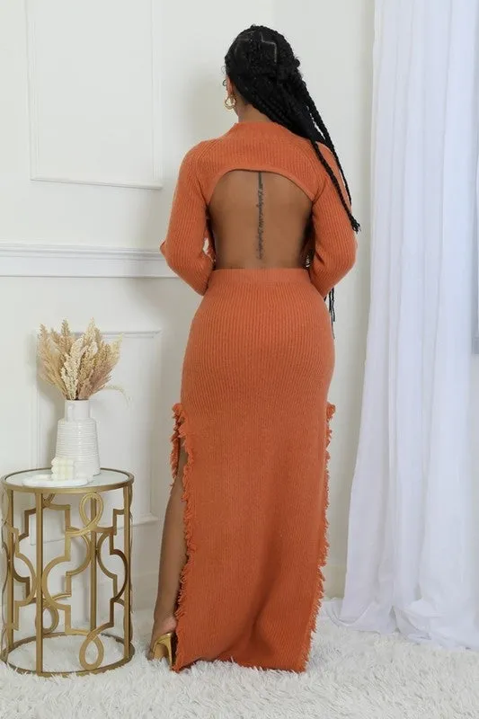 Knit Mock Neck Long Sleeve Dress