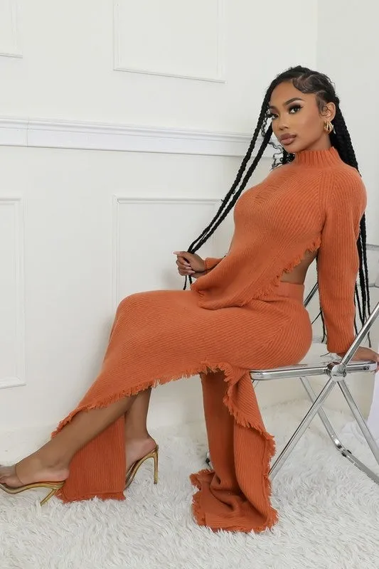 Knit Mock Neck Long Sleeve Dress