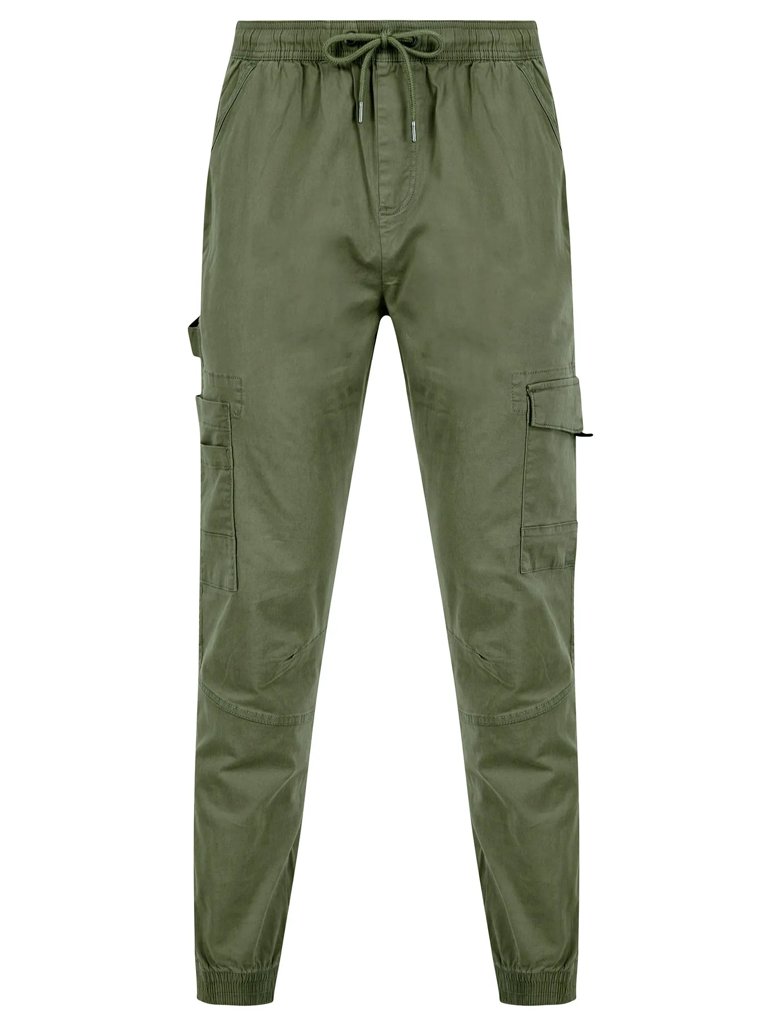 Lance Cotton Twill Cuffed Multi-Pocket Cargo Jogger Pants in Dusty Green - Tokyo Laundry