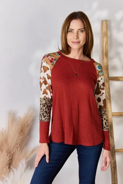 Leopard Waffle-Knit Top