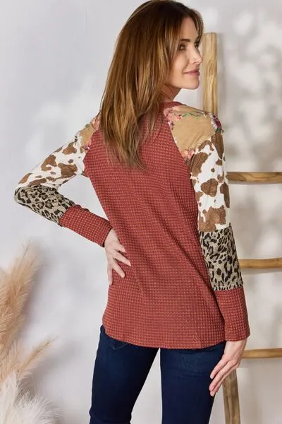 Leopard Waffle-Knit Top