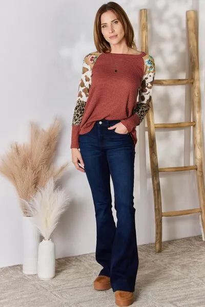 Leopard Waffle-Knit Top
