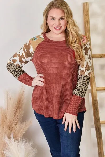 Leopard Waffle-Knit Top