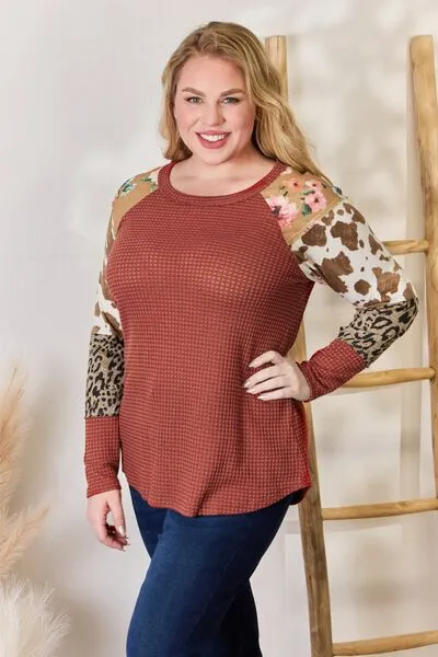 Leopard Waffle-Knit Top