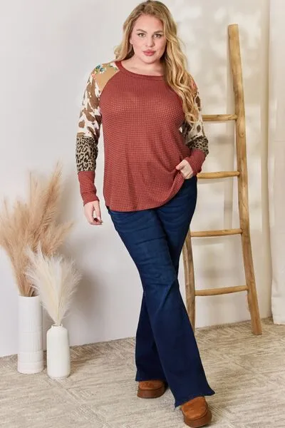 Leopard Waffle-Knit Top