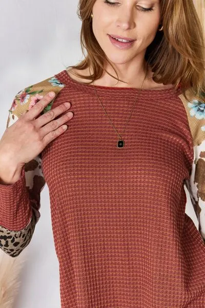 Leopard Waffle-Knit Top