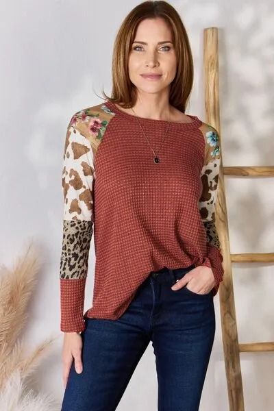 Leopard Waffle-Knit Top